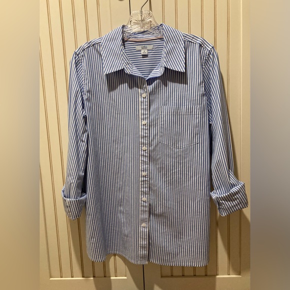 Croft & Barrow Women’s LS 3/4-Sleeve Blue & White Striped Shirt - MEDIUM - Picture 3 of 13